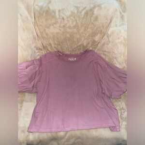 Free People Bubble sleeve pink top